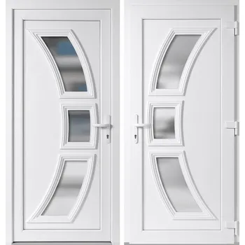Vchodové dveře OknaDvereNaMiru.cz Vchodové plastové dveře 5901, bílá / bílá, pravé, otevírání ven, 98x198 cm