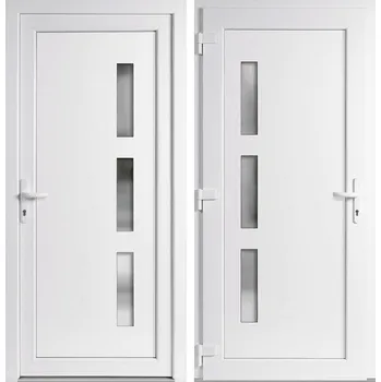 Vchodové dveře OknaDvereNaMiru.cz Vchodové plastové dveře Julie, bílá / bílá, levé, otevírání ven, 98x198 cm
