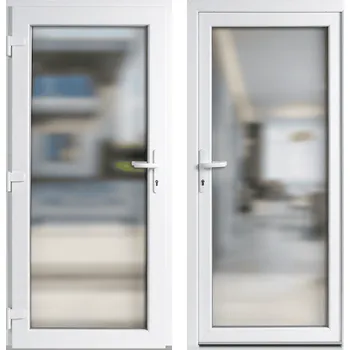 Vchodové dveře OknaDvereNaMiru.cz Vchodové plastové dveře 3-3 sklo crepi, bílá / bílá, levé, otevírání dovnitř, 110x210 cm