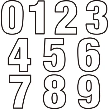 Textilní nažehlovací páska Nažehlovací čísla potisk DTF - JEDNOTLIVĚ - barva bílá s černým lemováním