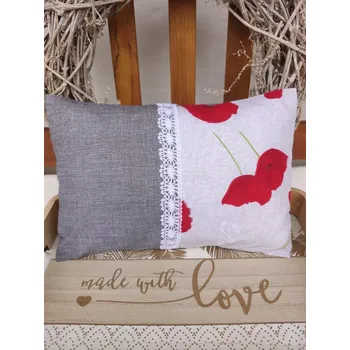 Polštář Nahřívací polštářek s levandulí a pohankou – Vlčí máky & šedá