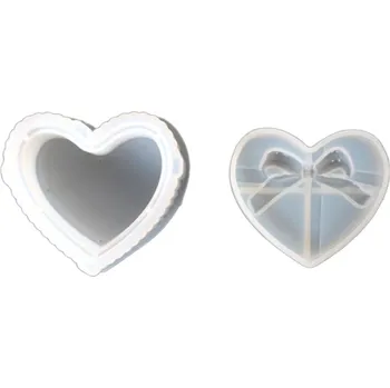 Forma na odlévání pentart Silikonová forma na odlévání - krabička srdce s mašlí 9,4 × 4,1 × 6,9 cm (2ks)