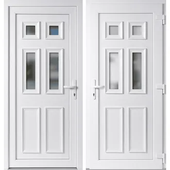 Vchodové dveře OknaDvereNaMiru.cz Vchodové plastové dveře Becca, bílá / bílá, pravé, otevírání ven, 98x198 cm