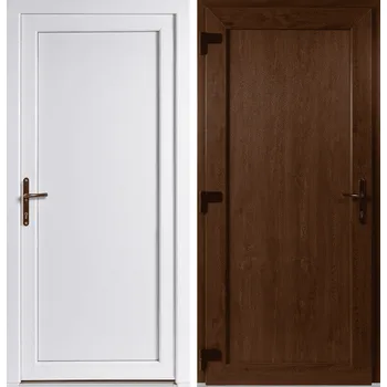 Vchodové dveře OknaDvereNaMiru.cz Vchodové plastové dveře Emily plné, zlatý dub / bílá, levé, otevírání ven, 100x210 cm