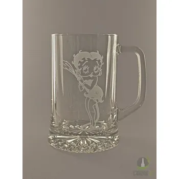 Sklenice Pískovaný půllitr s uchem - Hasička