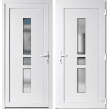 Vchodové dveře OknaDvereNaMiru.cz Vchodové plastové dveře Megan, bílá / bílá, pravé, otevírání ven, 98x198 cm