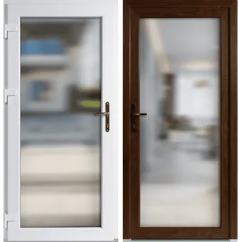 Vchodové dveře OknaDvereNaMiru.cz Vchodové plastové dveře SLOUPKOVÉ Celoprosklené Zlatý dub / Bílá – expresní výroba 60 x 165 cm