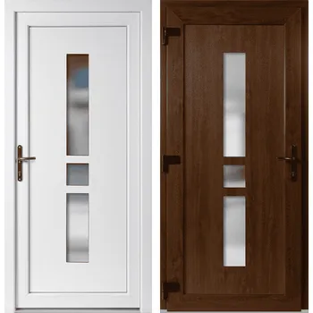 Vchodové dveře OknaDvereNaMiru.cz Vchodové plastové dveře Megan, zlatý dub / bílá, levé, otevírání ven, 105x205 cm