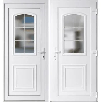 Vchodové dveře OknaDvereNaMiru.cz Vchodové plastové dveře 302, bílá / bílá, pravé, otevírání ven, 98x198 cm