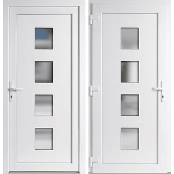 Vchodové dveře OknaDvereNaMiru.cz Vchodové plastové dveře 010, bílá / bílá, levé, otevírání ven, 88x198 cm