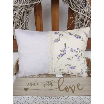 Polštář Nahřívací polštářek s levandulí a pohankou – Levandulová kvítka & béžová