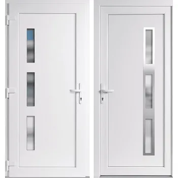Vchodové dveře OknaDvereNaMiru.cz Vchodové plastové dveře Julie + INOX orámování, bílá / bílá, levé, otevírání dovnitř, 105x205 cm