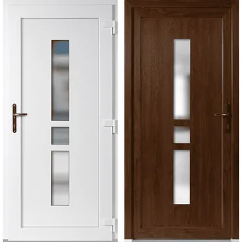 Vchodové dveře OknaDvereNaMiru.cz Vchodové plastové dveře Megan, zlatý dub / bílá, pravé, otevírání dovnitř, 105x205 cm