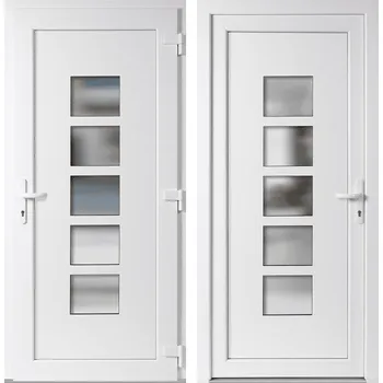 Vchodové dveře OknaDvereNaMiru.cz Vchodové plastové dveře Lucy, bílá / bílá, pravé, otevírání dovnitř, 110x210 cm