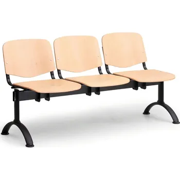 Dřevěná lavice ISO II, 3-sedák - černé nohy, buk