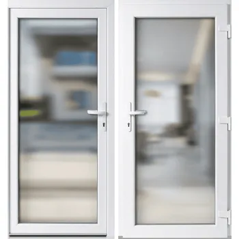 Vchodové dveře OknaDvereNaMiru.cz Vchodové plastové dveře 3-3 sklo crepi, bílá / bílá, pravé, otevírání ven, 105x205 cm