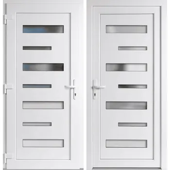 Vchodové dveře OknaDvereNaMiru.cz Vchodové plastové dveře 6100, bílá / bílá, levé, otevírání dovnitř, 110x210 cm
