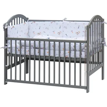 Dětská postýlka Dětská postýlka s kompletní výbavou Scarlett 120 x 60 cm šedá - Tura