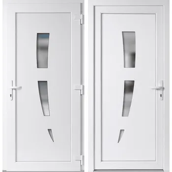 Vchodové dveře OknaDvereNaMiru.cz Vchodové plastové dveře 123, bílá / bílá, pravé, otevírání dovnitř, 110x210 cm