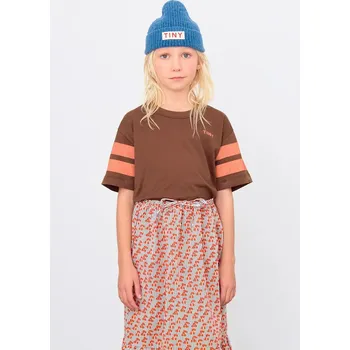Chlapecké tričko Dětské bavlněné tričko Tinycottons STRIPES LOGO TEE hnědá barva, s potiskem, AW25-001 AW25.001 88X, vel. 98