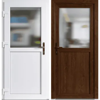 Vchodové dveře OknaDvereNaMiru.cz Vchodové plastové dveře SLOUPKOVÉ 1–2 sklo Zlatý dub / Bílá – expresní výroba 60 x 165 cm