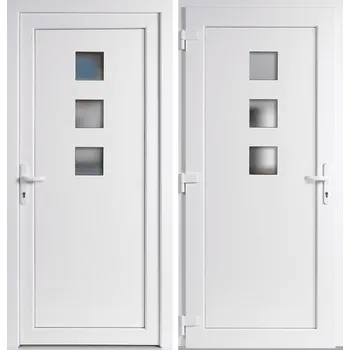 Vchodové dveře OknaDvereNaMiru.cz Vchodové plastové dveře Ella, bílá / bílá, levé, otevírání ven, 88x198 cm