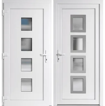 Vchodové dveře OknaDvereNaMiru.cz Vchodové plastové dveře 010 + INOX orámování, bílá / bílá, levé, otevírání dovnitř, 110x210 cm