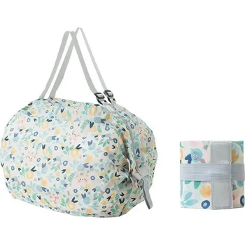 Skládací nákupní taška 40 x 40 cm z nylonu Odolná taška s květinovým vzorem Skladná taška s nosností 20 kg Objem 48–64 litrů