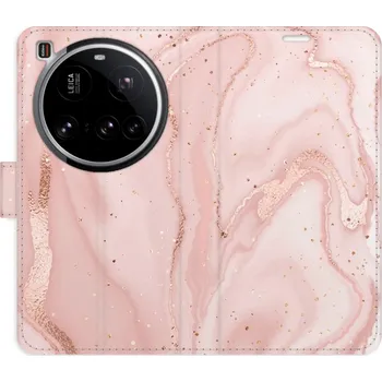 Pouzdro na mobilní telefon Flipové pouzdro iSaprio - RoseGold Marble - Xiaomi 15 Ultra