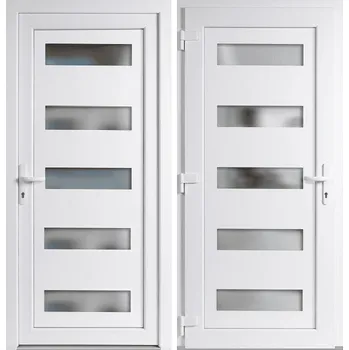 Vchodové dveře OknaDvereNaMiru.cz Vchodové plastové dveře 6300, bílá / bílá, levé, otevírání ven, 88x198 cm