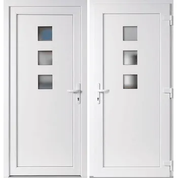 Vchodové dveře OknaDvereNaMiru.cz Vchodové plastové dveře Ella, bílá / bílá, pravé, otevírání ven, 98x198 cm