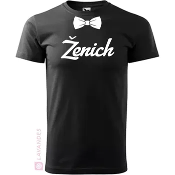 Tričko pro ženicha - motýlek, černá, XS (Tričko pro ženicha)