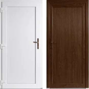 Vchodové dveře OknaDvereNaMiru.cz Vchodové plastové dveře Emily plné, zlatý dub / bílá, levé, otevírání dovnitř, 100x210 cm