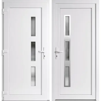 Vchodové dveře OknaDvereNaMiru.cz Vchodové plastové dveře Venus + INOX orámování, bílá / bílá, levé, otevírání dovnitř, 110x210 cm