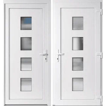 Vchodové dveře OknaDvereNaMiru.cz Vchodové plastové dveře 010, bílá / bílá, pravé, otevírání ven, 98x198 cm
