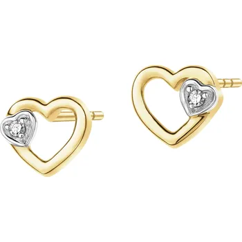 Náušnice Náušnice ze žlutého zlata s diamanty - srdce - 0,01 ct - ryzost 585 - 189.212