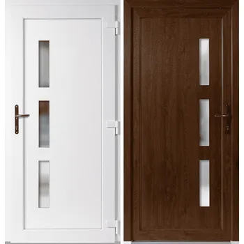 Vchodové dveře OknaDvereNaMiru.cz Vchodové plastové dveře Venus, zlatý dub / bílá, pravé, otevírání dovnitř, 105x205 cm