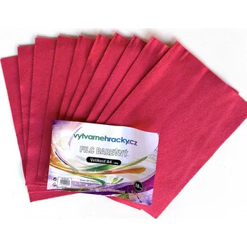 Výtvarný papír vytvarnehracky.cz Filc - 10 ks, Malinový, A4, 180 g