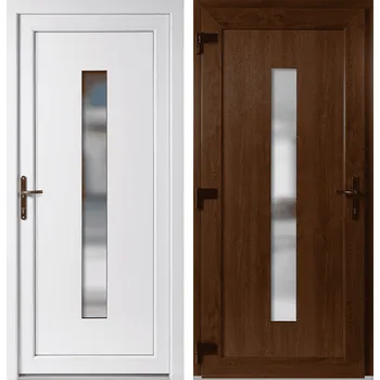 Vchodové dveře OknaDvereNaMiru.cz Vchodové plastové dveře Hana, zlatý dub / bílá, levé, otevírání ven, 110x210 cm