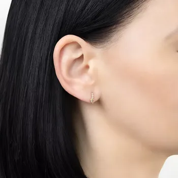 Náušnice Zlaté náušnice 14K srdce pod kulatou linií kubických zirkonů