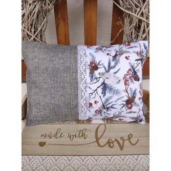 Polštář Nahřívací polštářek s levandulí a pohankou – Sovy s ptáčky & šedá 20 x 30 cm