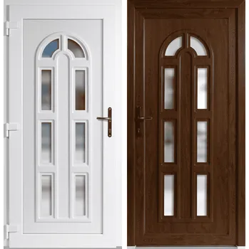 Vchodové dveře OknaDvereNaMiru.cz Vchodové plastové dveře Linda, zlatý dub / bílá, levé, otevírání dovnitř, 98x198 cm