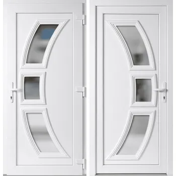 Vchodové dveře OknaDvereNaMiru.cz Vchodové plastové dveře 5901, bílá / bílá, pravé, otevírání dovnitř, 110x210 cm