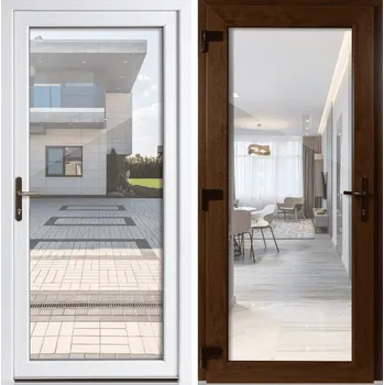 Vchodové dveře OknaDvereNaMiru.cz Vchodové plastové dveře 3-3 sklo čiré, zlatý dub / bílá, levé, otevírání ven, 100x210 cm