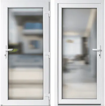 Vchodové dveře OknaDvereNaMiru.cz Vchodové plastové dveře 3-3 sklo crepi, bílá / bílá, pravé, otevírání dovnitř, 110x210 cm