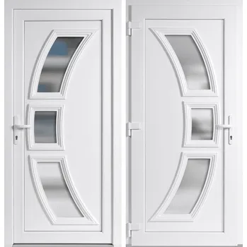 Vchodové dveře OknaDvereNaMiru.cz Vchodové plastové dveře 5901, bílá / bílá, levé, otevírání ven, 98x198 cm