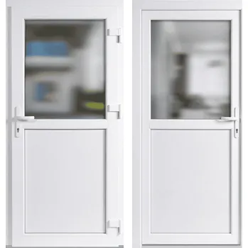 Vchodové dveře OknaDvereNaMiru.cz Vchodové plastové dveře 1-2 sklo krizet, bílá / bílá, pravé, otevírání dovnitř, 98x198 cm