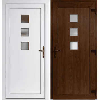 Vchodové dveře OknaDvereNaMiru.cz Vchodové plastové dveře Ella, zlatý dub / bílá, pravé, otevírání ven, 105x205 cm