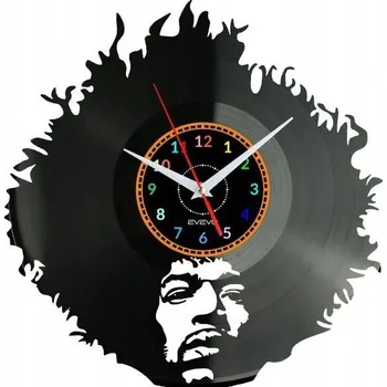 Hodiny JIMMI HENDRIX HODINY NÁSTĚNNÉ DEKORATIVNÍ MODERNÍ VINYLOVÁ DESKA