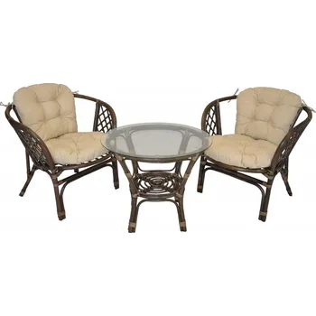 Sedací souprava Axin Trading s.r.o. Ratanová sedací souprava Bahama hnědá 2+1, polstr béžový melír